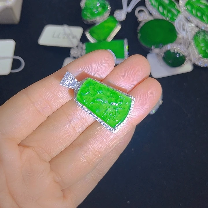 翡翠吊坠(不含链)银S925镶嵌