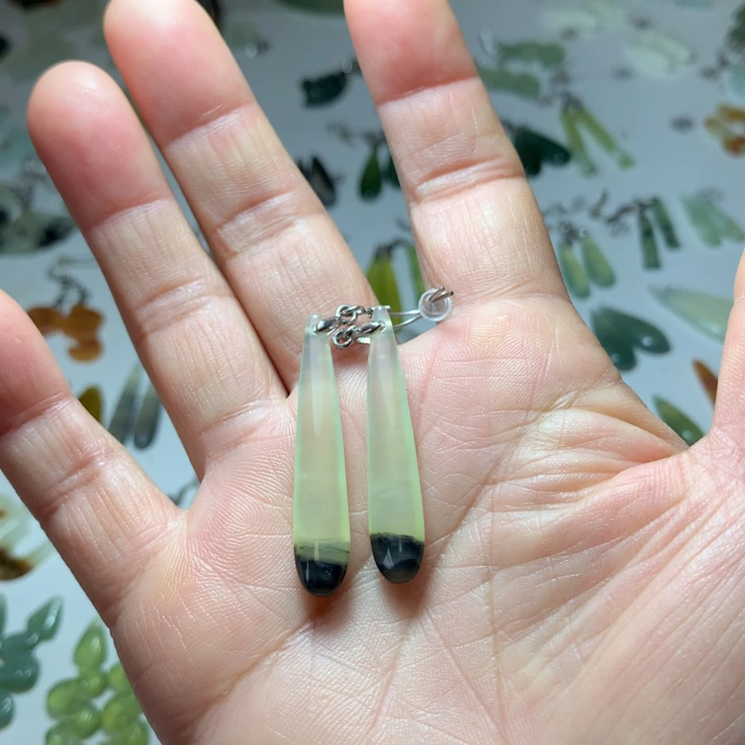 蛇纹石玉耳饰未镶嵌阿***好