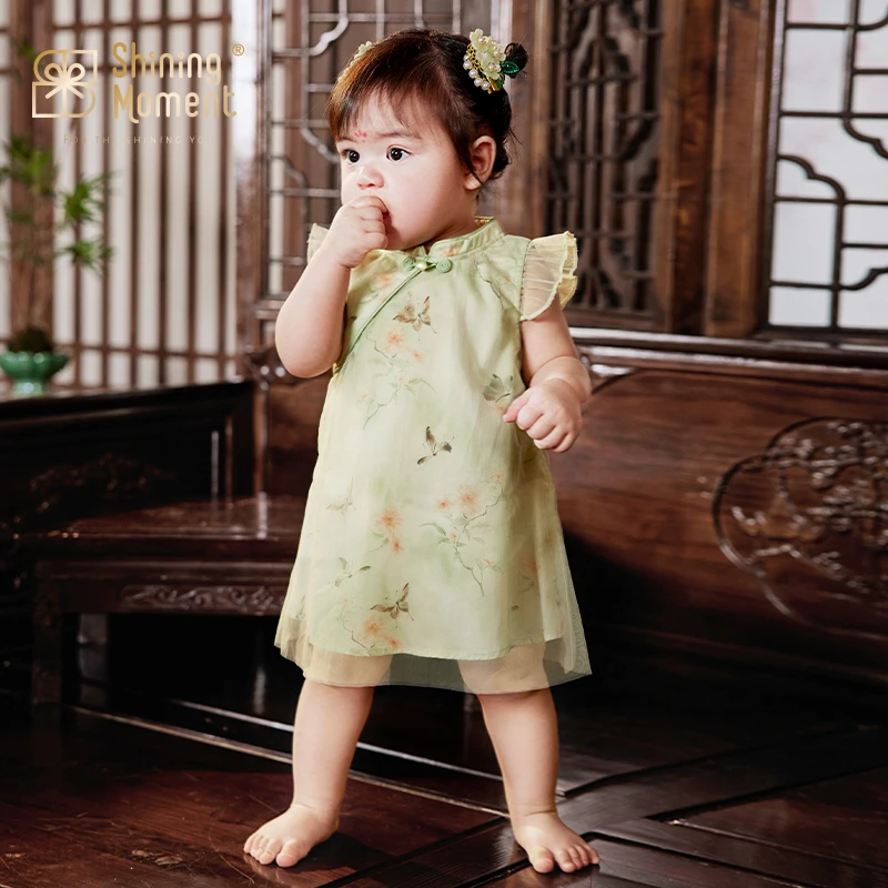 shiningmoment婴幼儿衣服女宝宝夏款连衣裙新中式透气家居外出服