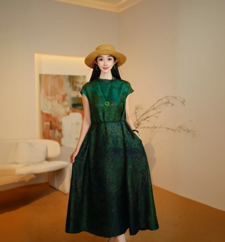 【绿色森林】专柜原创高端定制国风连衣裙