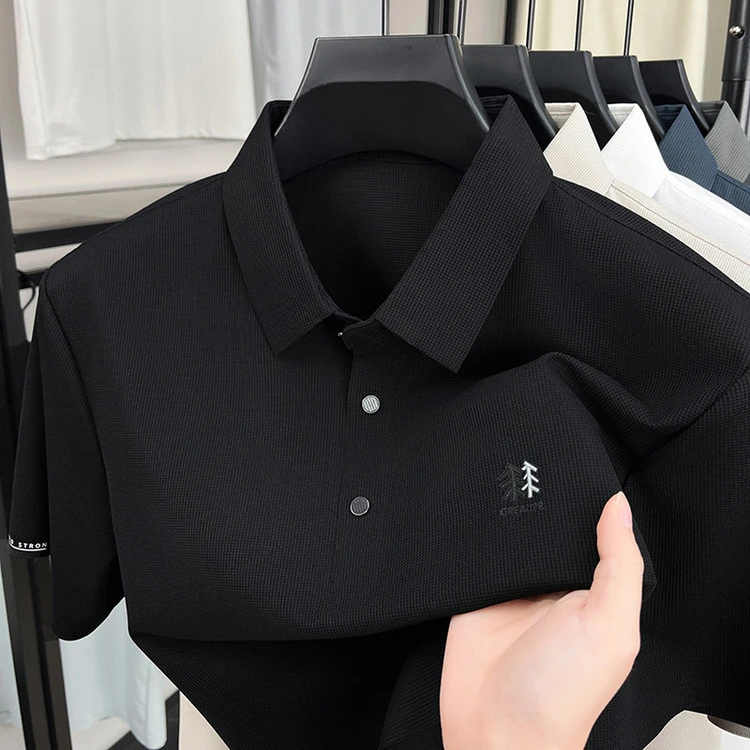 奥特莱斯撤柜丨专柜正品夏季冰丝弹力高端纯色翻领短袖T恤POLO衫