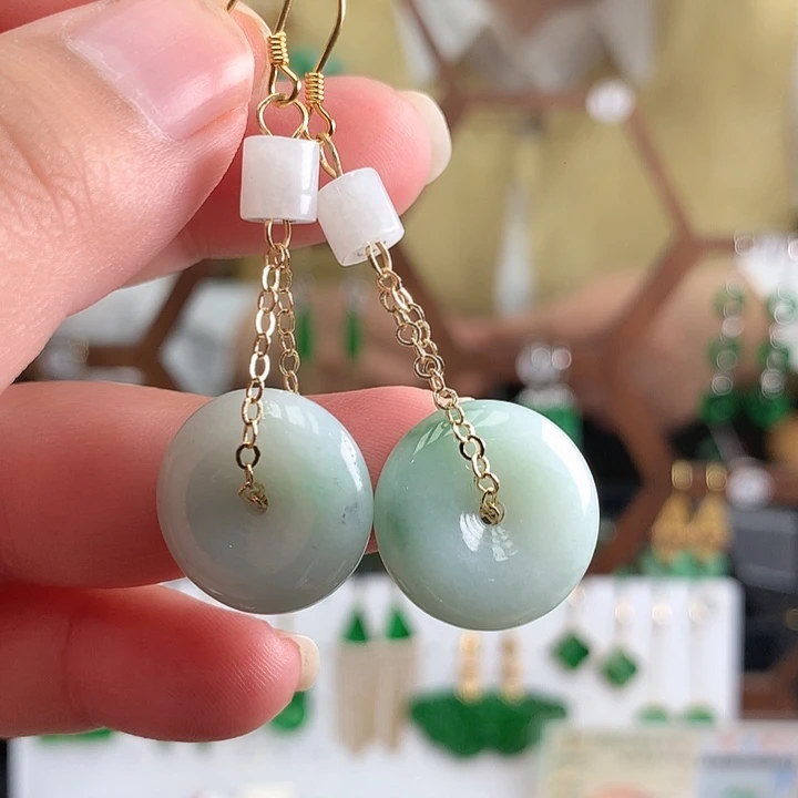 翡翠银S925镶嵌耳饰耳饰