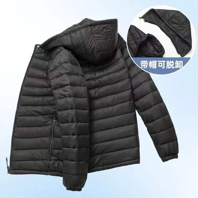 男士棉衣棉服带帽休闲中长款大码可脱卸连帽保暖轻薄