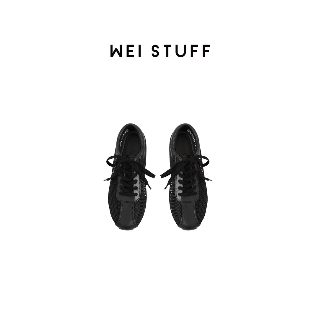 WEI STUFF 春夏气质极简基础复古设计圆头浅口网孔休闲鞋 6743 .S
