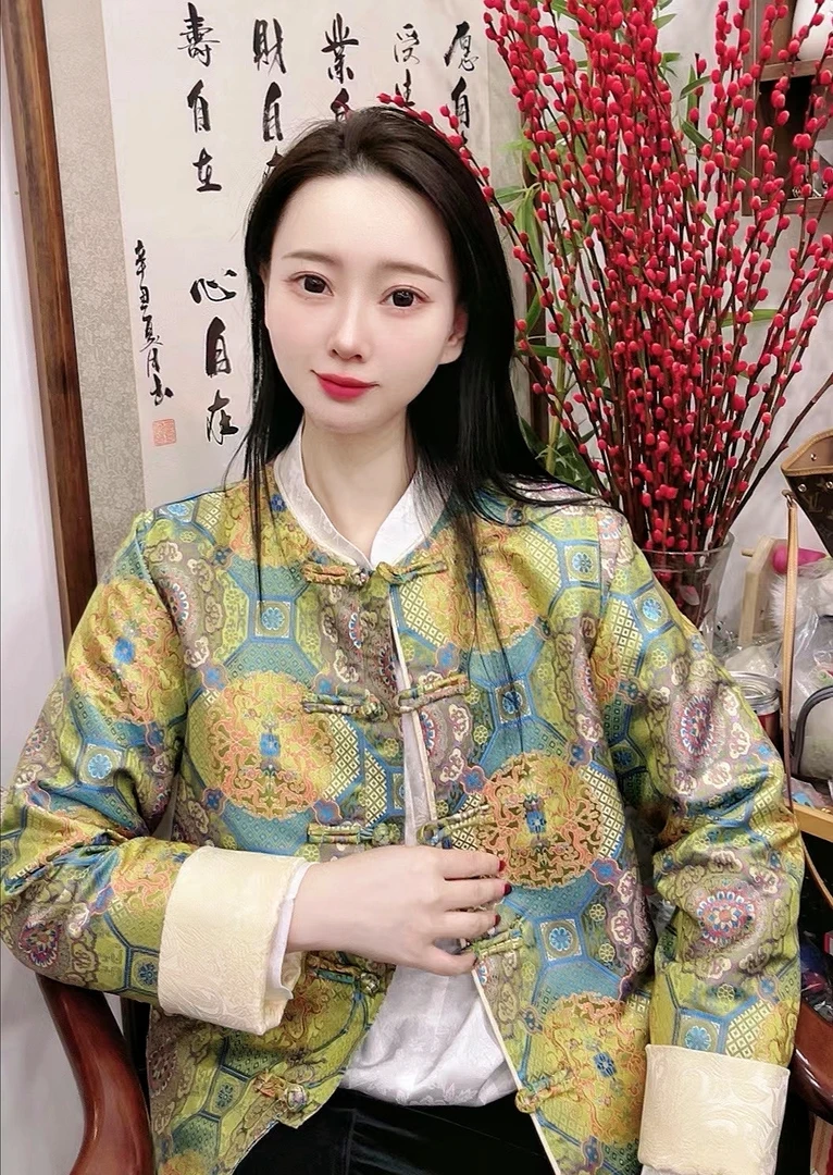 龙妹妹《秋香绿》新中式老钱风复古印花时尚百搭春秋四季款上衣外套