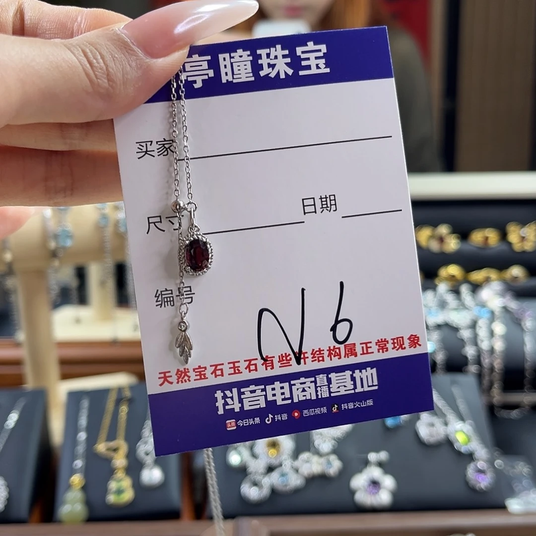 L***e银S925镶嵌项链石榴石