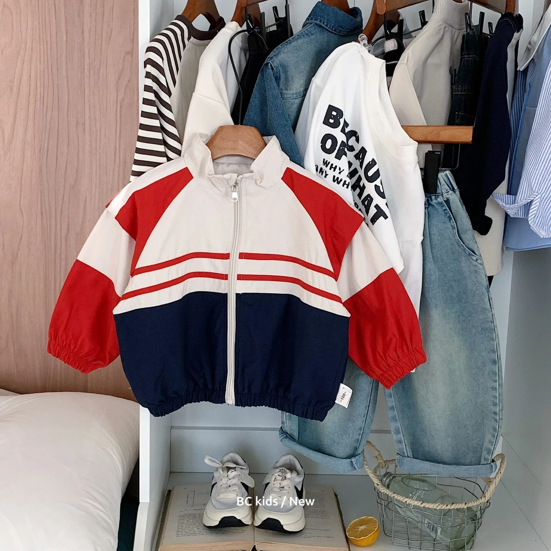 BC  2025春季新款洋气撞色拉链开衫外套男女童休闲外套  H0092
