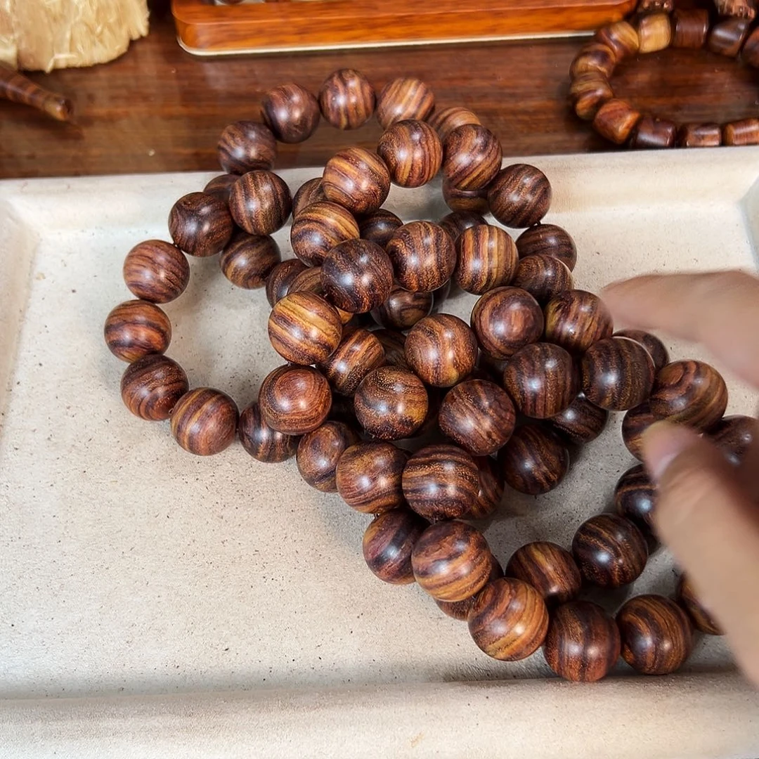 黄花梨/降香黄檀手串/手链20mm圆珠满纹无胶无腊