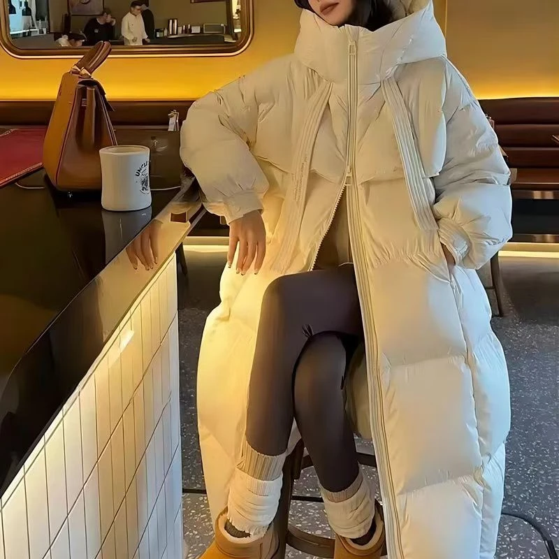2025新款加厚羽绒服女长款过膝时尚韩版宽松冬季羽绒服白鸭绒