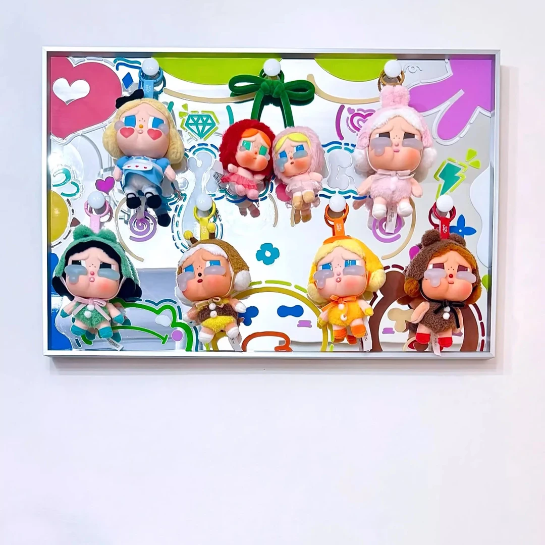 labubu马卡龙哭娃搪胶系列收纳娃屋盲盒装饰立体画闺蜜男女友礼物