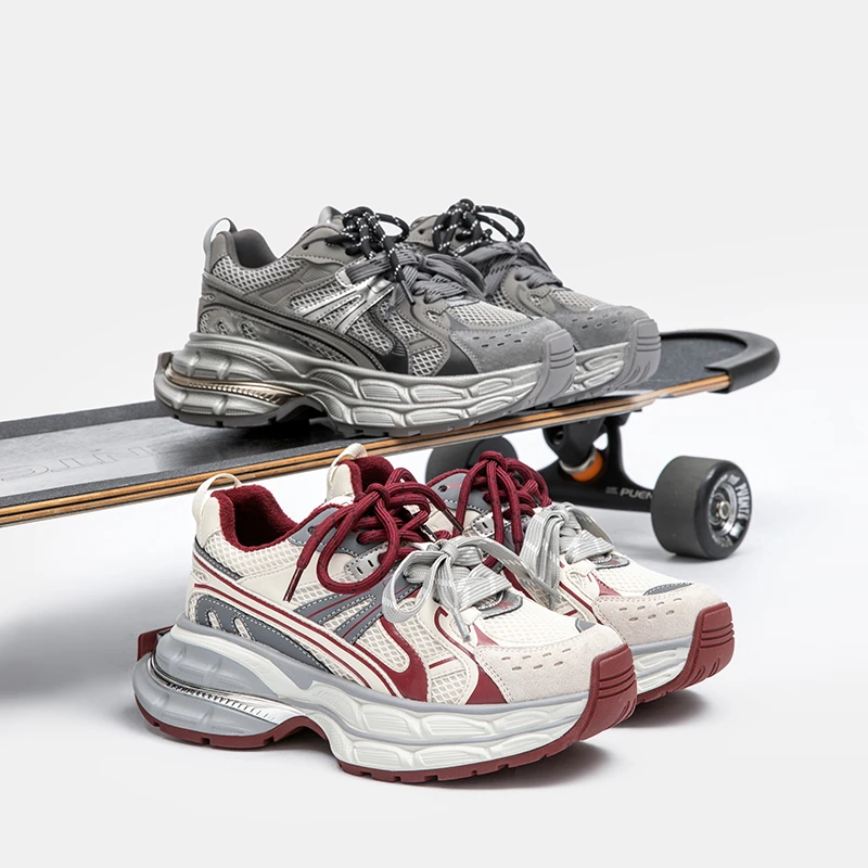 千禧老爹厚底2024新款秋季网面擦色百搭休闲运动鞋A019