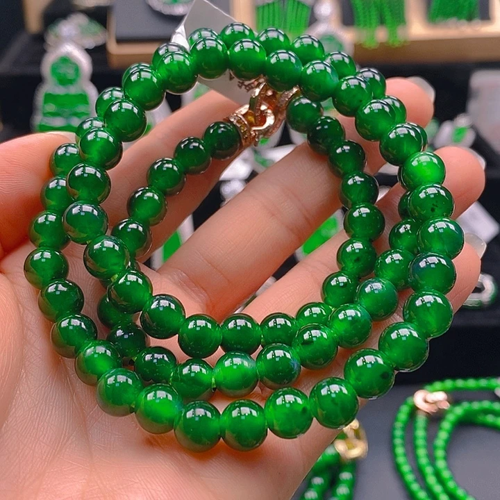 翡翠未镶嵌耳饰天然A货翡翠珠链卡8