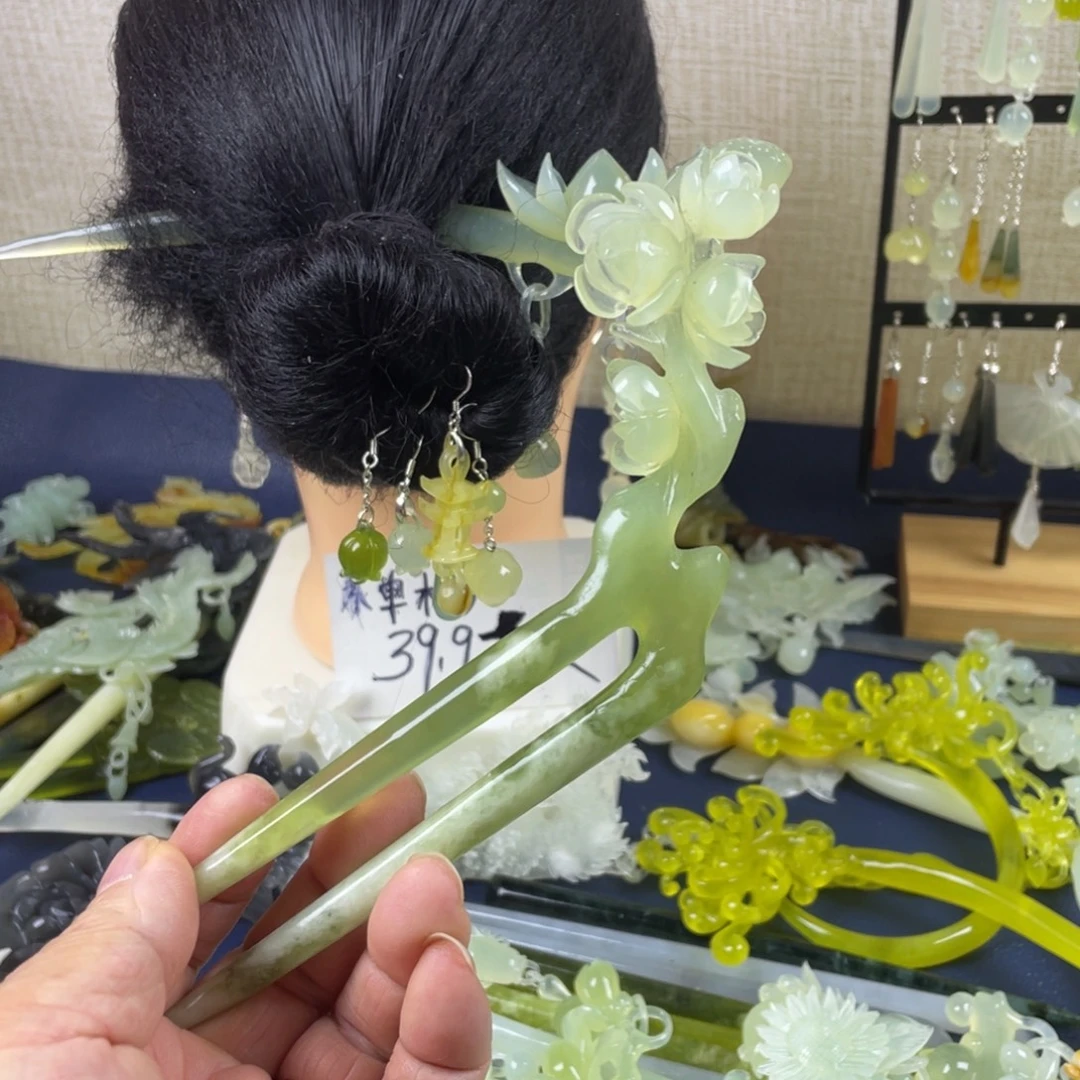 蛇纹石玉未镶嵌发饰