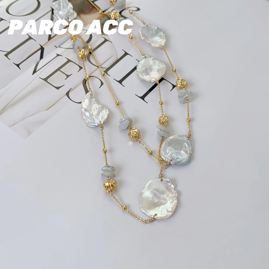 铜合金项链 TB517  Marble leo 海岛碎片巴洛克项链