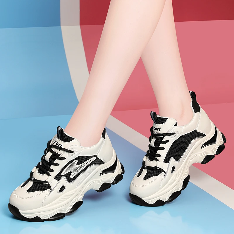 小个子老爹鞋女增高厚底休闲网面鞋2025春秋季百搭女士运动鞋ins