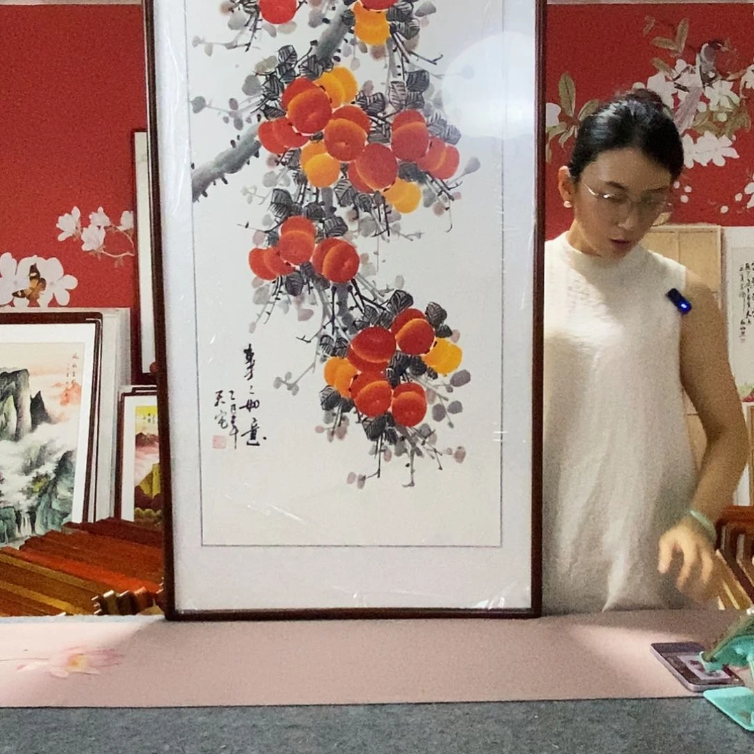 国画手写手绘带框包邮62✖️122国画作品