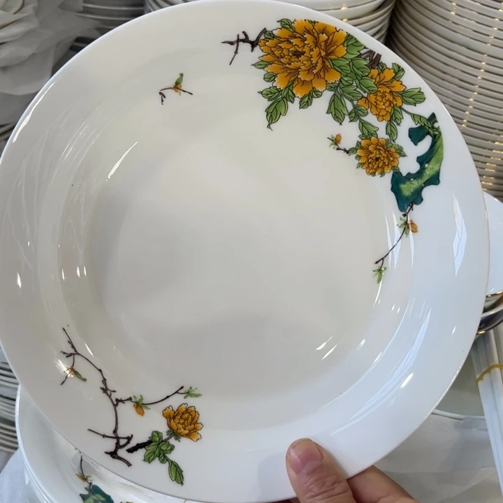 瓷片八寸深盘四个