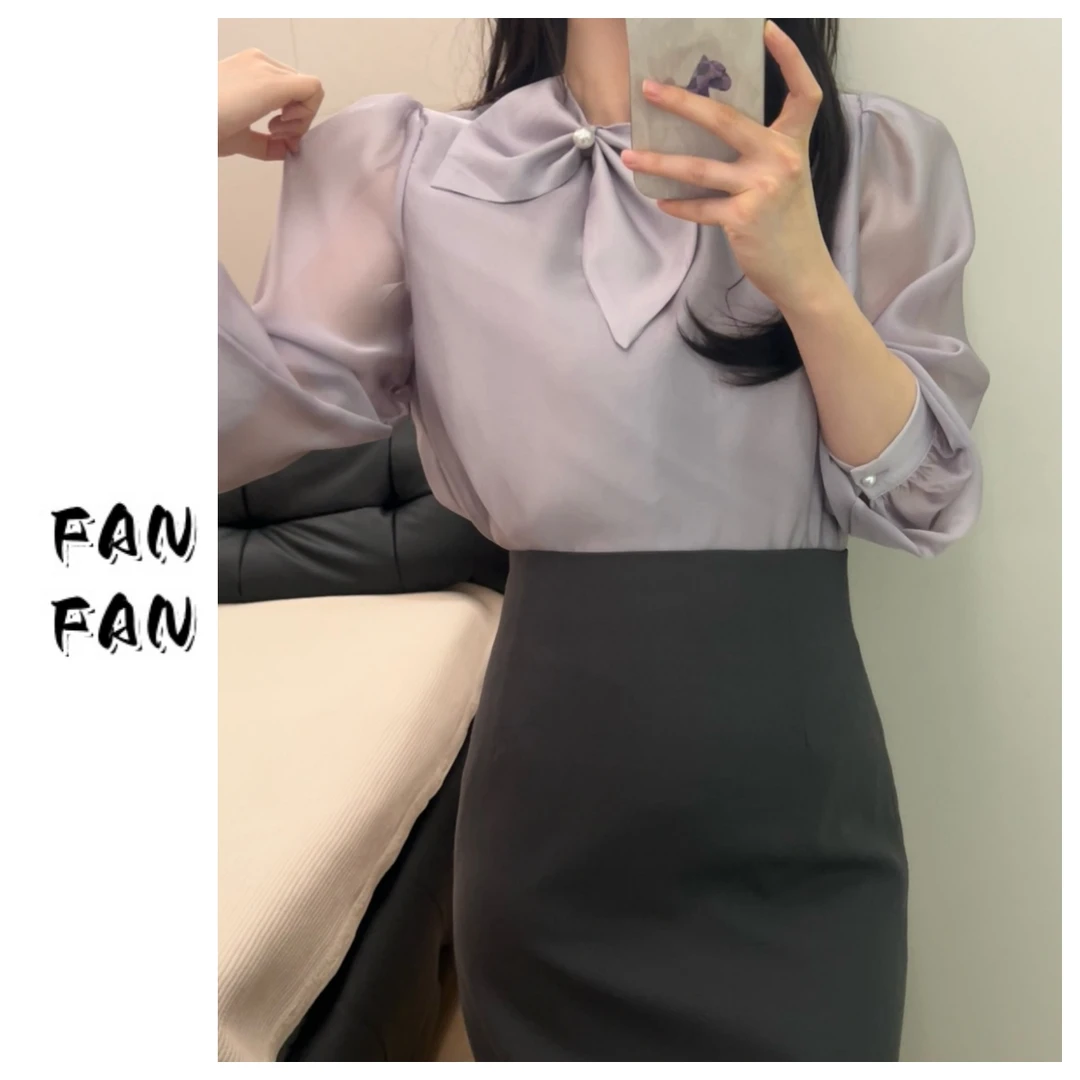 FANFAN 【贼漂亮~】立领蝴蝶结衬衫