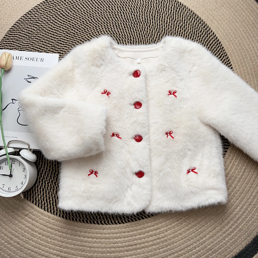 【童装】IEF/爱依服冬季加厚保暖短款新年战过年穿搭毛毛小香风外套