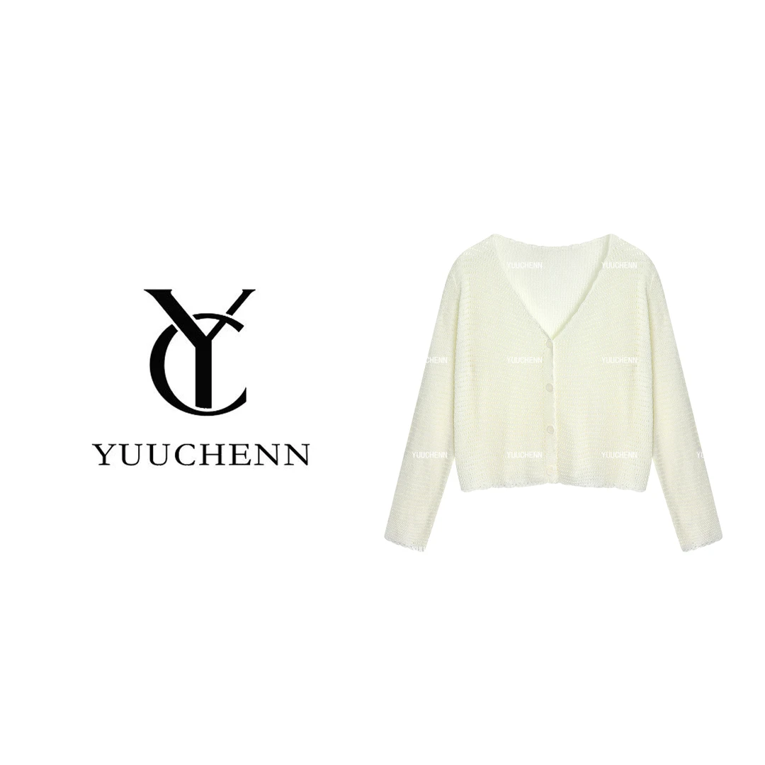 YUUCHENN 纯色镂空外搭宽松针织开衫长袖夏季2577