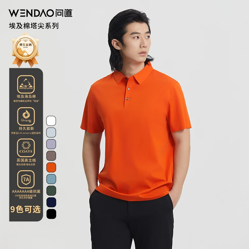 【问道·埃及长绒棉7A抗菌】夏季凉感丝滑高端轻奢翻领POLO衫男W8120