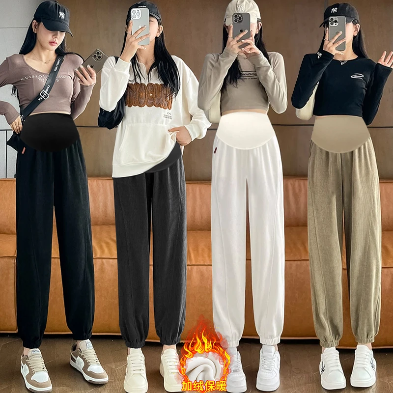 孕妇裤秋冬款2025新款秋冬外穿运动欧棉绒冬季加绒裤加厚束脚棉裤