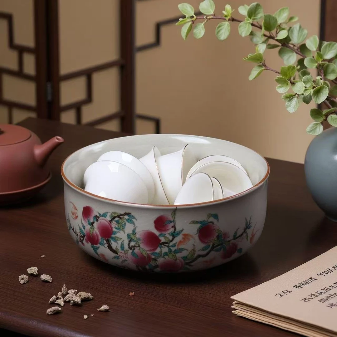 Y4480-汝窑茶洗缸家用办公室茶道茶具功夫茶配件水盂笔洗盆