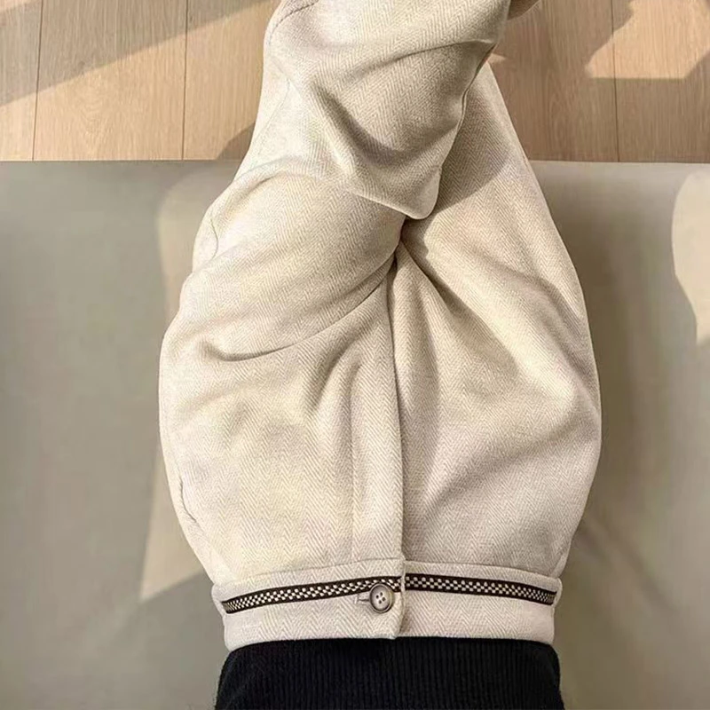 6650羊 绒阔腿裤女秋冬新款高腰宽松加厚直筒休闲裤