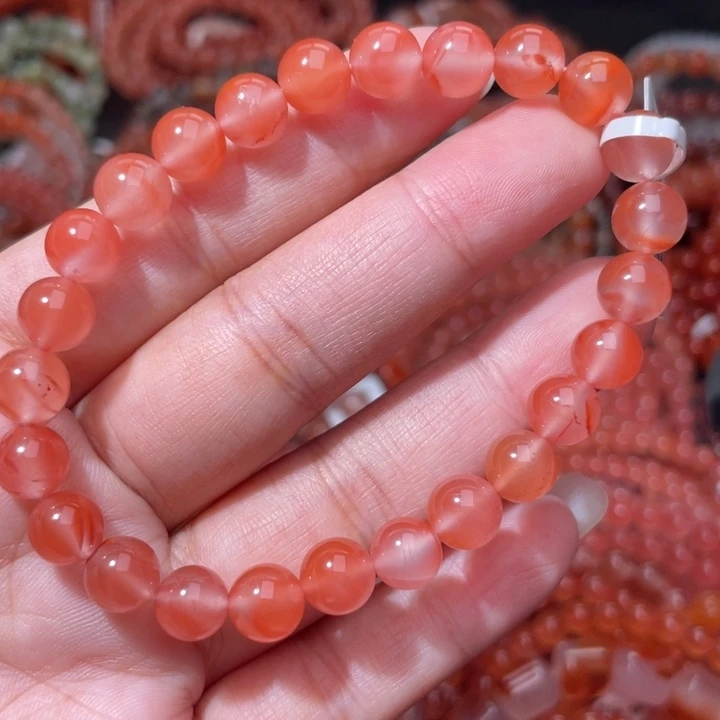 南红玛瑙未镶嵌粉单圈7.5m+4561