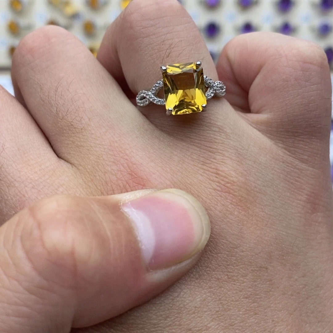 纯天然无优化黄水晶G银S925镶嵌黄晶
