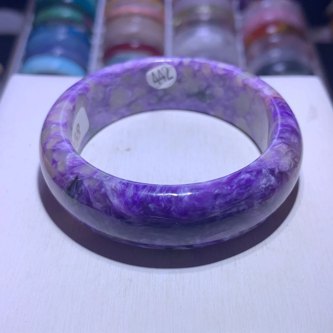 水晶手镯银S925镶嵌紫龙晶58.2圈442