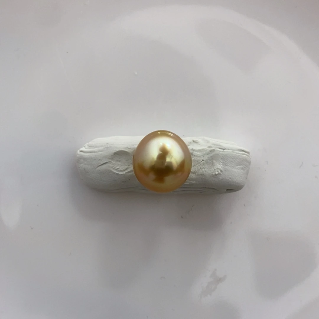 海水珍珠裸珠金珠圆珠12.76mm炫彩浓金
