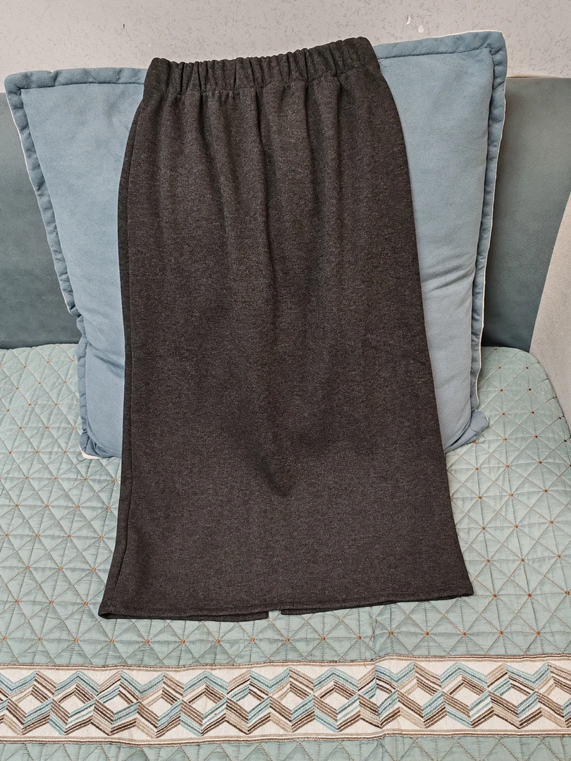 短裙显瘦灰色包臀毛呢开叉半身裙加厚慵懒风百搭成人