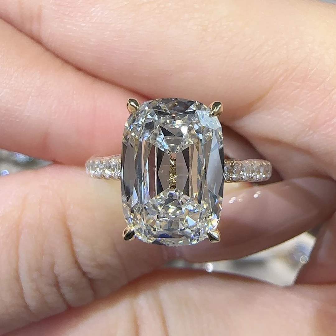 18K金镶嵌实验室培育钻石老矿切4.1卡