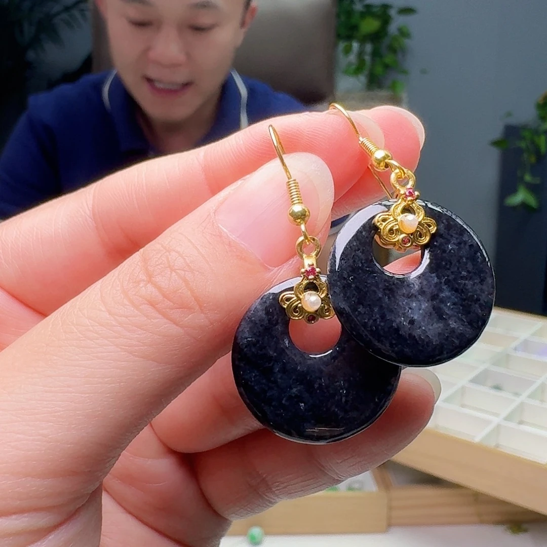 银S925镶嵌翡翠耳饰多样性发货其一