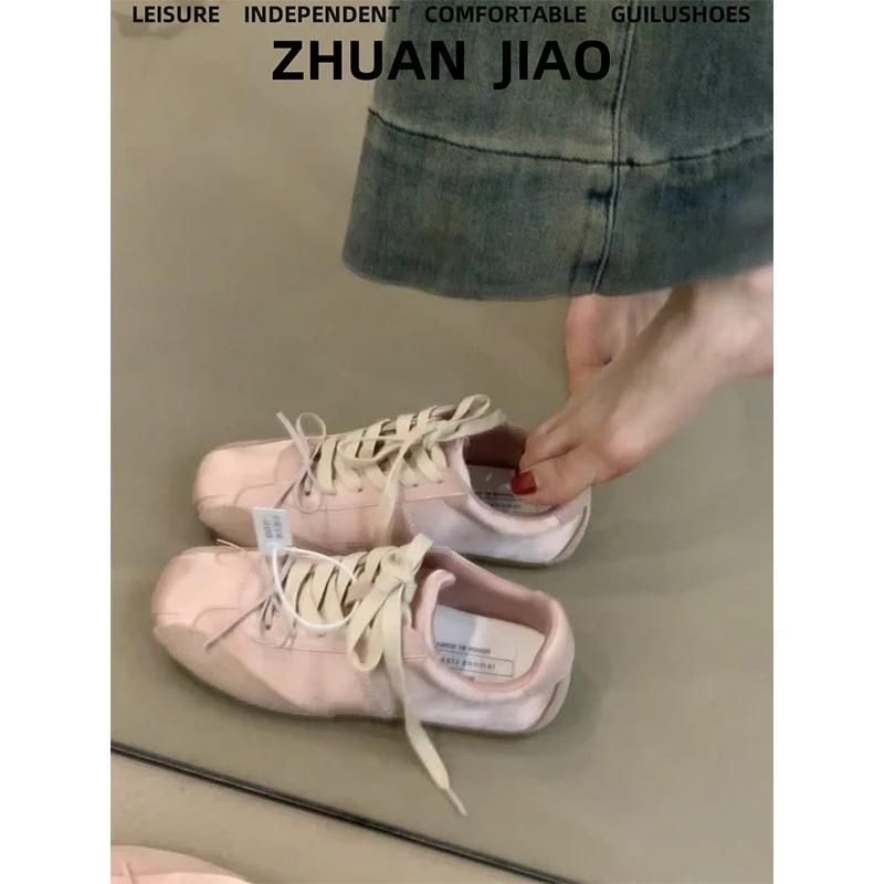 【澳门专柜正品】法式蝴蝶结德训鞋女春季新款系带芭蕾风休闲运动鞋