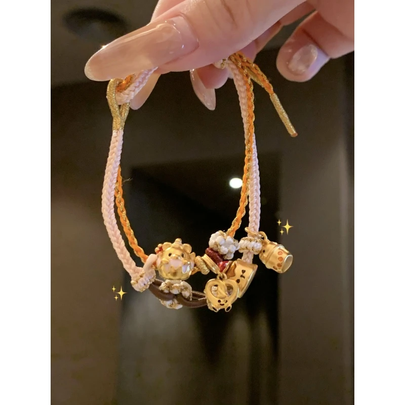 合金手链 新中式国潮风丨古法手工编织DIY幸运蛋糕双层手链 R003