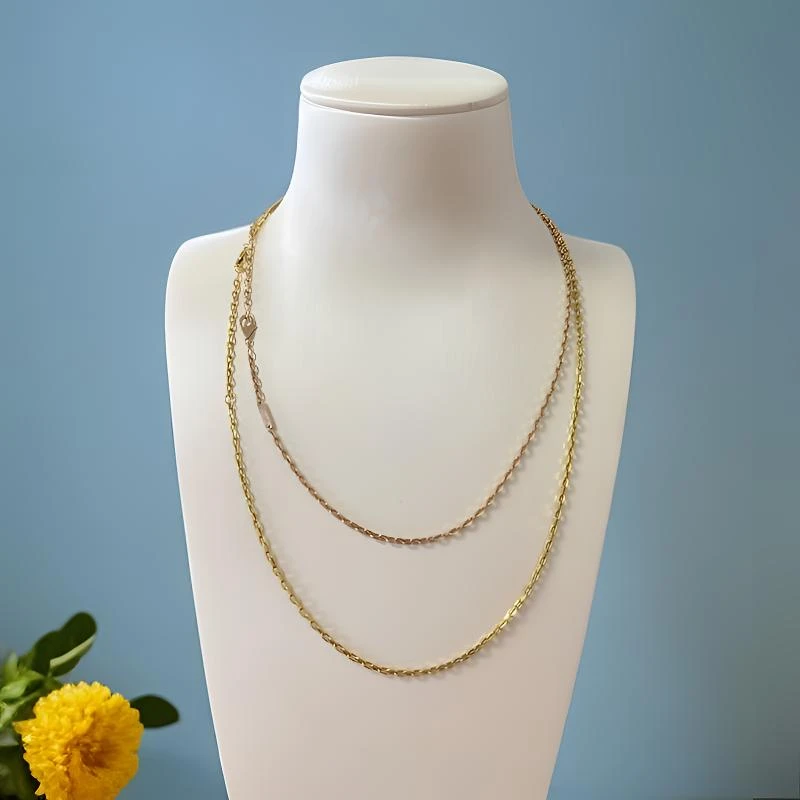 【玉素专属】新版 18k金黄金色卡加链龙虾扣带小牌链子