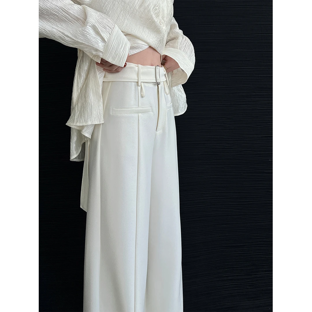 02.06 P0206K3551 腰带西装直筒裤气质女高腰拖地裤阔腿垂感长裤