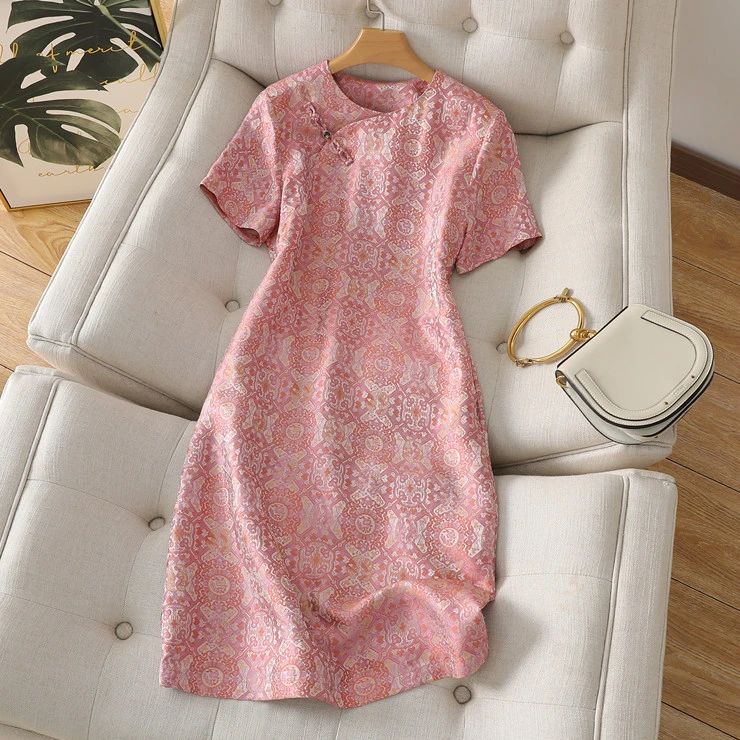 重磅推出：高端非遗真丝【宋锦八达运】连衣裙2025夏新女桑蚕丝裙子