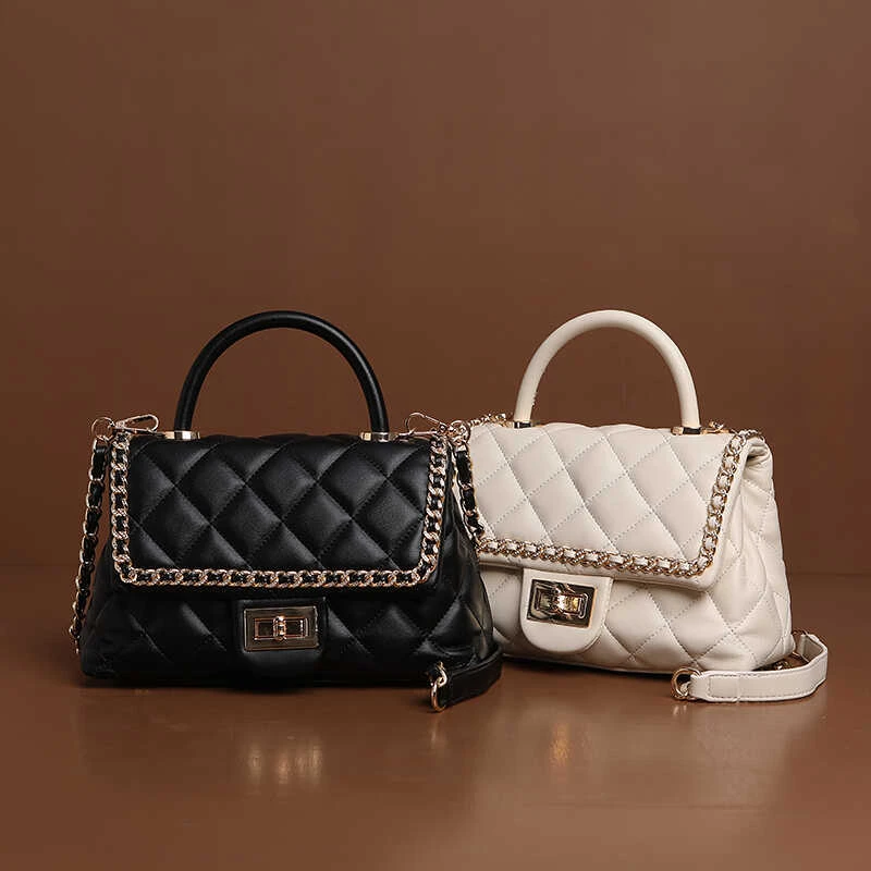 香港高级感包包女2025新款单肩洋气百搭链条斜挎包爆款手提小方包