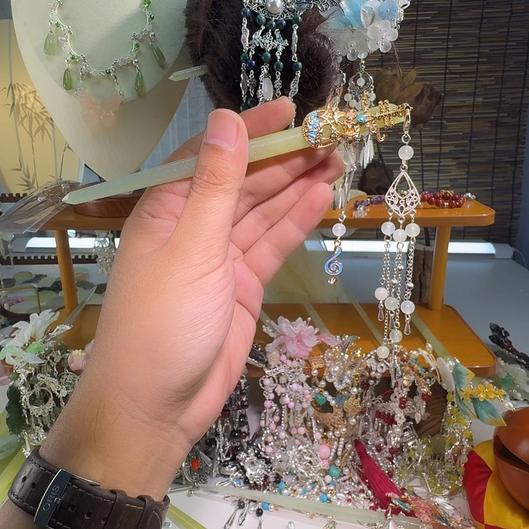 蛇纹石玉合金发饰