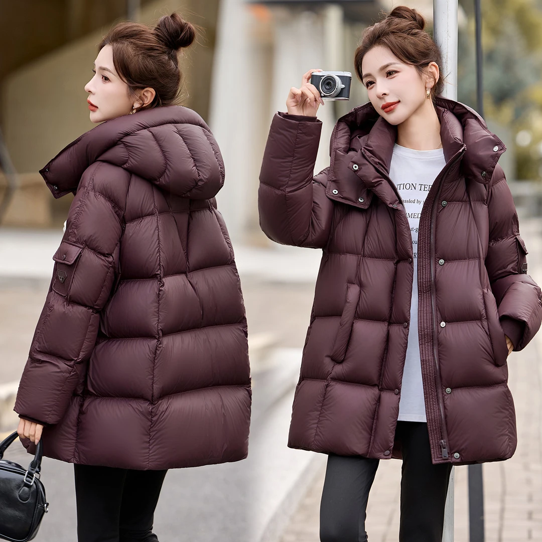 羽绒服女2025年冬季冬天衣服女装新款加厚中长款白鸭绒羽绒衣外套