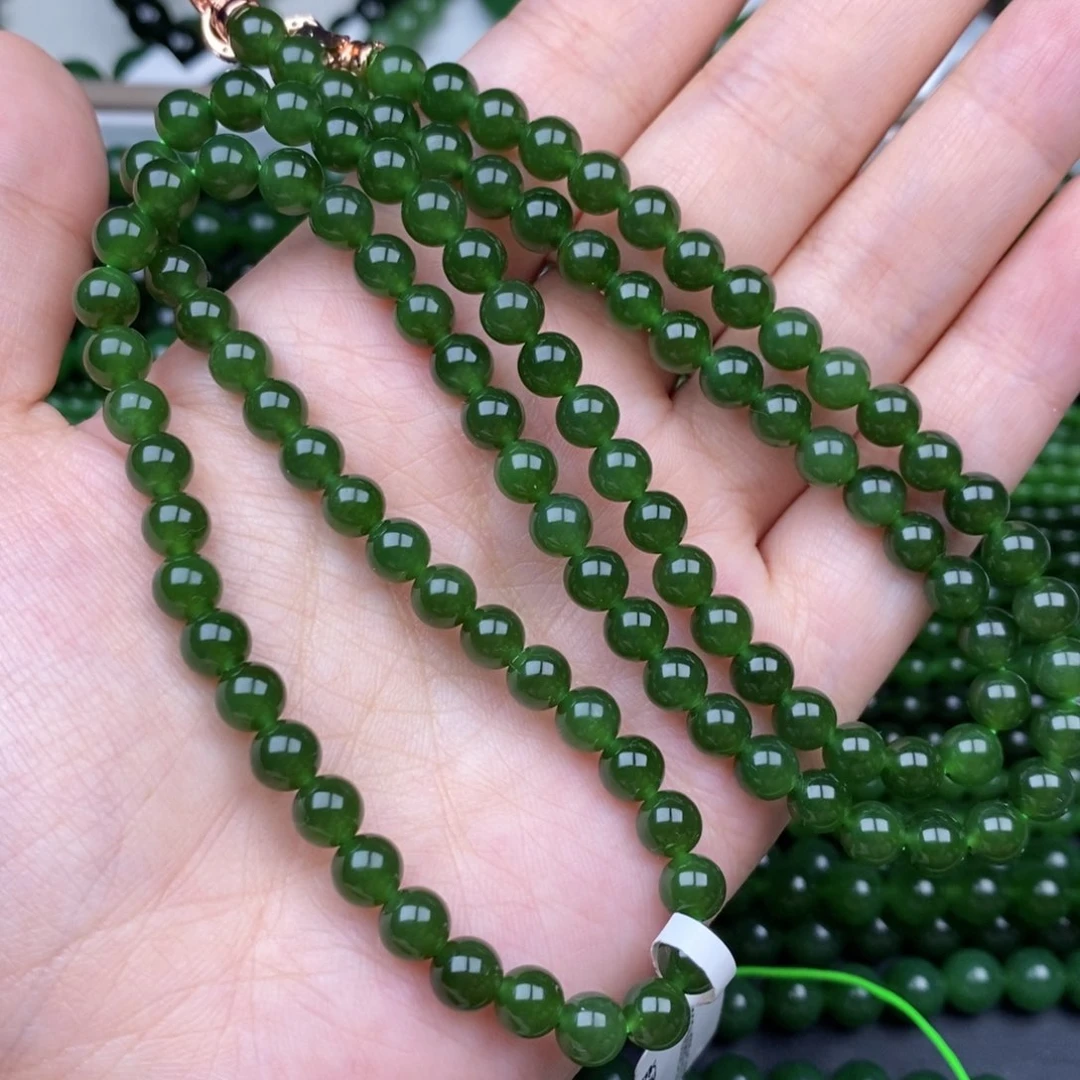 颈饰未镶嵌和田玉（碧玉）6m菠菜绿无黑