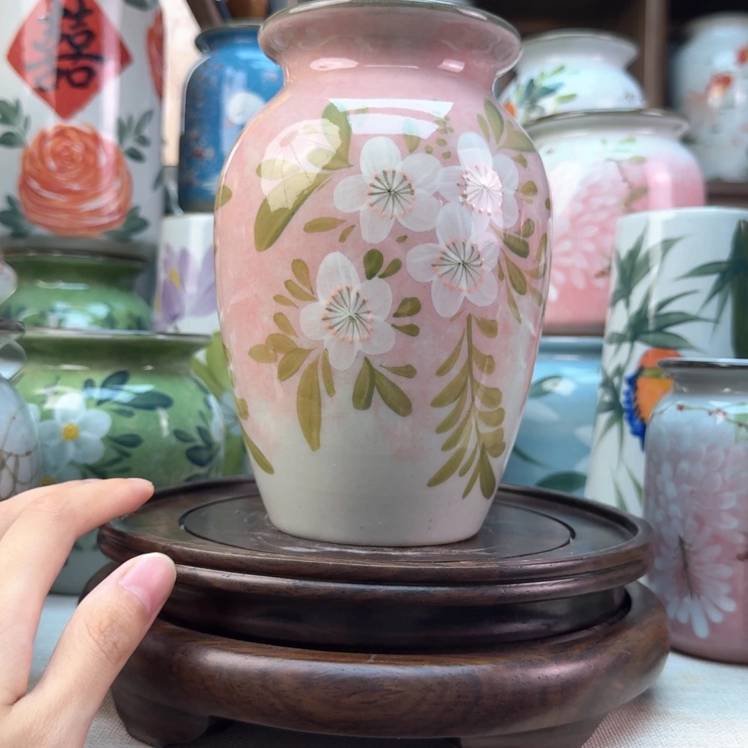 景德镇纯手绘陶瓷花瓶无孔