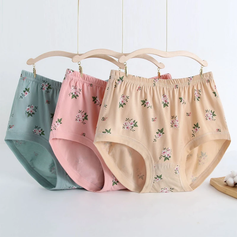 中老年纯棉高腰女士三角内裤健康中年舒适加肥加大码双层加裆亲肤