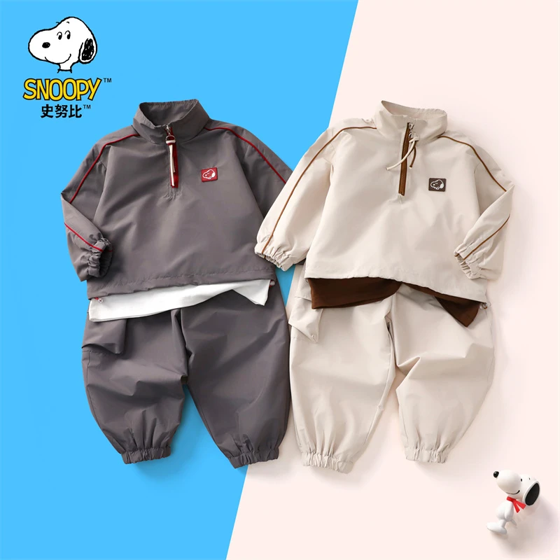 Snoopy/史努比SXM1327W儿童新春洋气假两件半拉链时尚套装