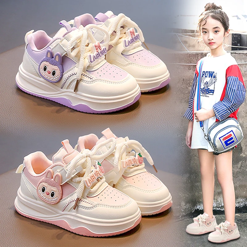 ABC拉布布女童鞋子2025新款春秋儿童运动板鞋软底女孩学生小白鞋