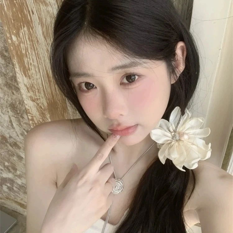 【阿敲】A1439~韩系温柔白花珍珠大肠发圈女发圈发饰头饰-麦穗头饰