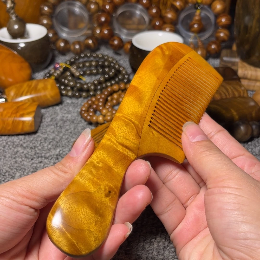 金丝楠老料花纹梳子